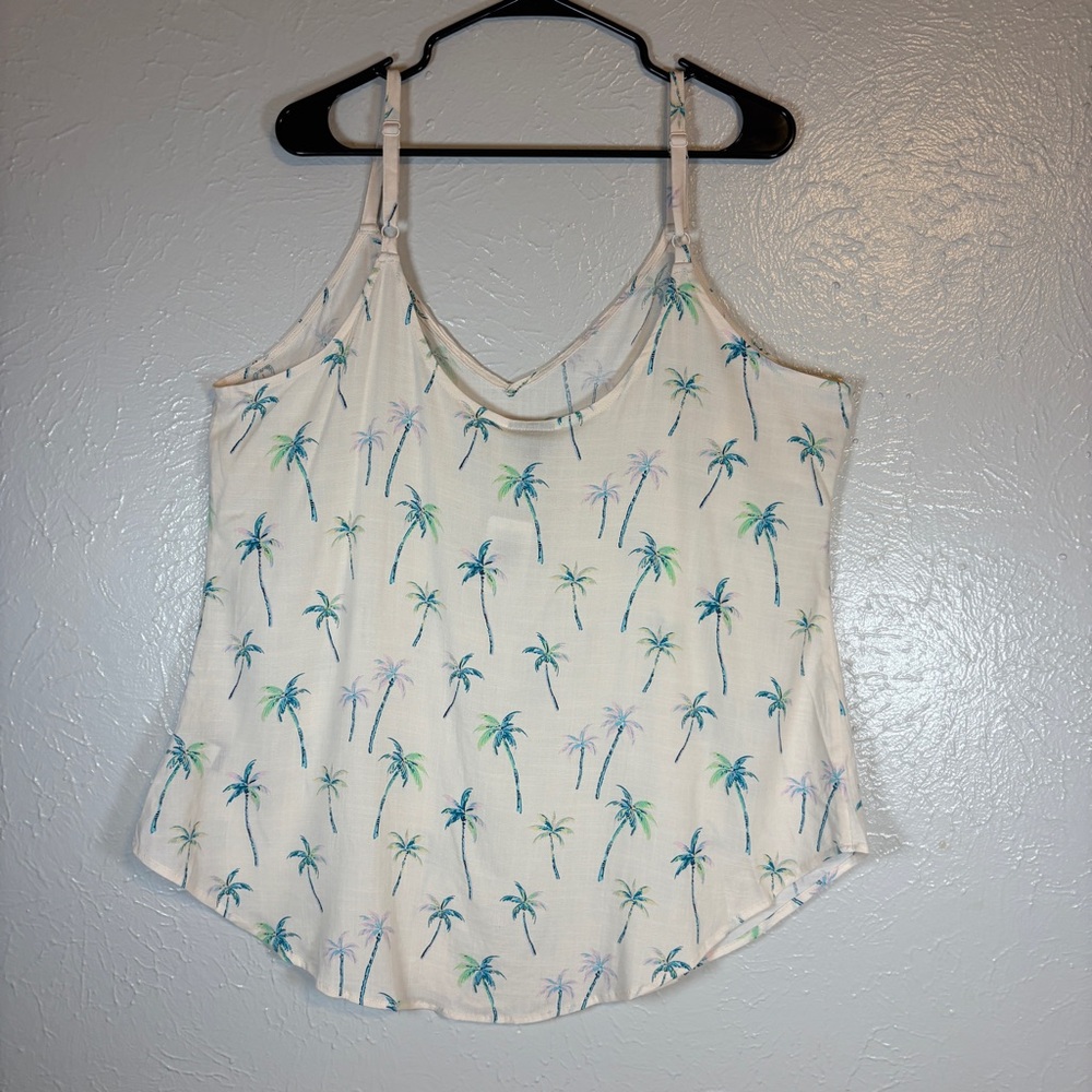 NWT Torrid Ava Pink Palms V Neck Cami Palm Tree Light Pink 1 1X 14-16 - Picture 6 of 10